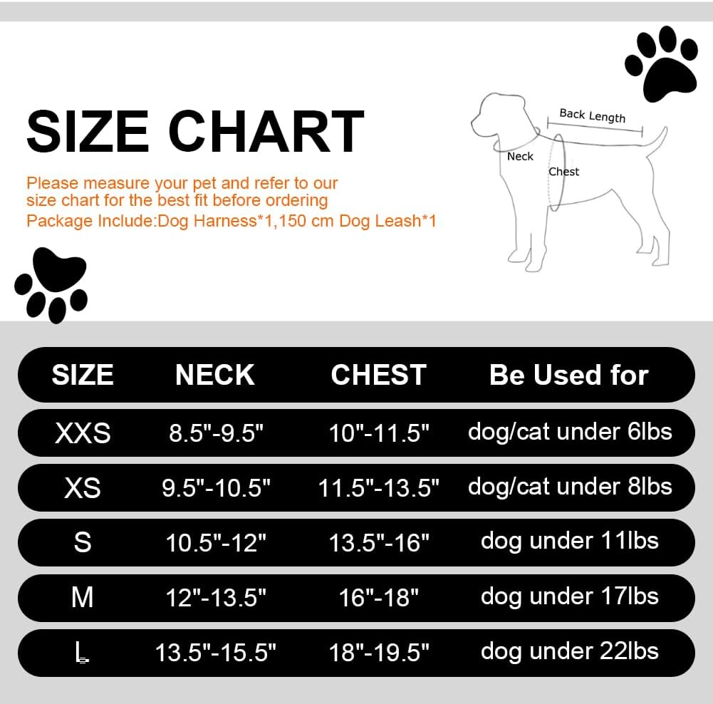 Dog Harness and Leash Set, No-Pull Adjustable Step in Puppy Vest | Lightweight Breathable Air Mesh, Soft Padded, Easy to Put On, Small Medium Breed Reflective Pet Harness for Walking