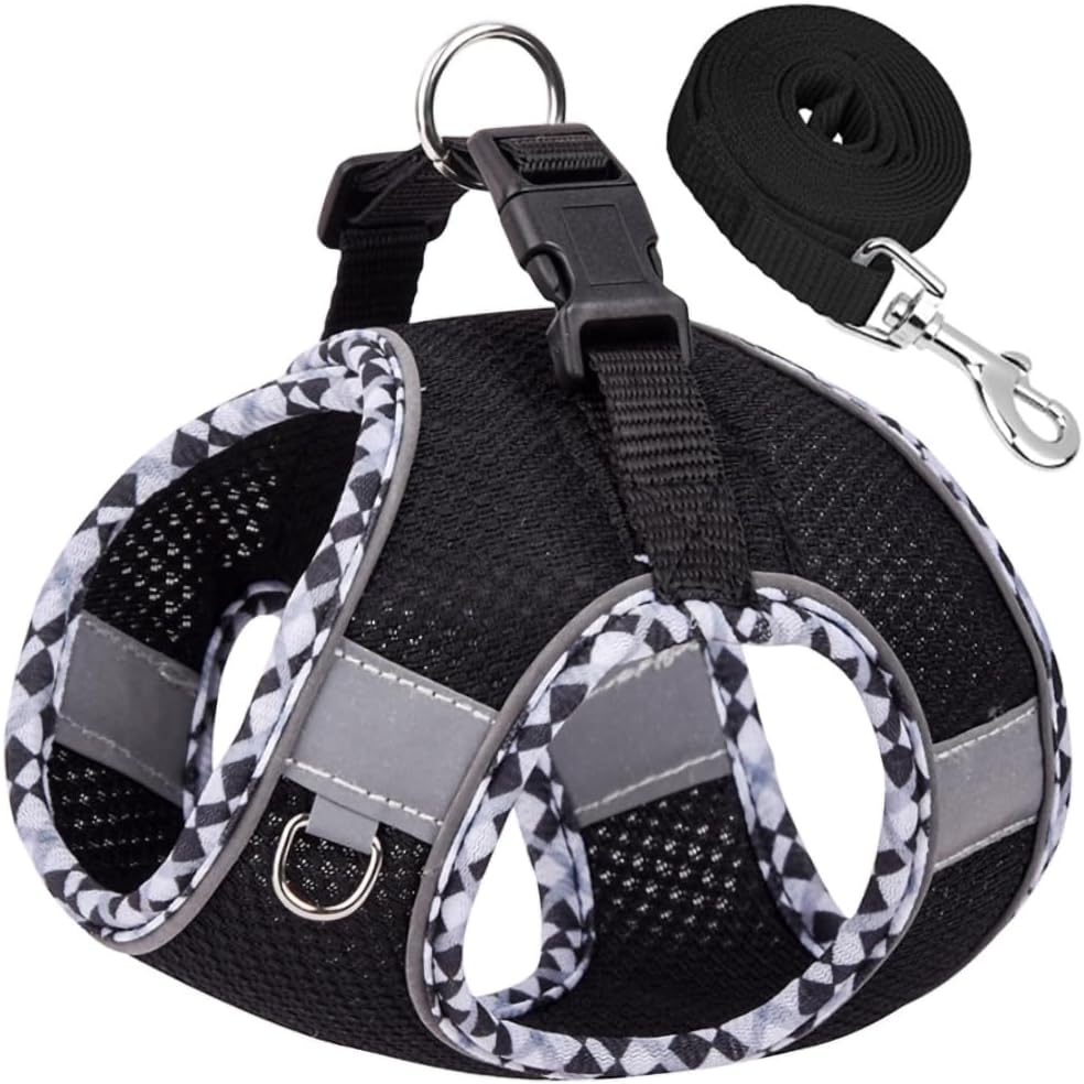 Dog Harness and Leash Set, No-Pull Adjustable Step in Puppy Vest | Lightweight Breathable Air Mesh, Soft Padded, Easy to Put On, Small Medium Breed Reflective Pet Harness for Walking