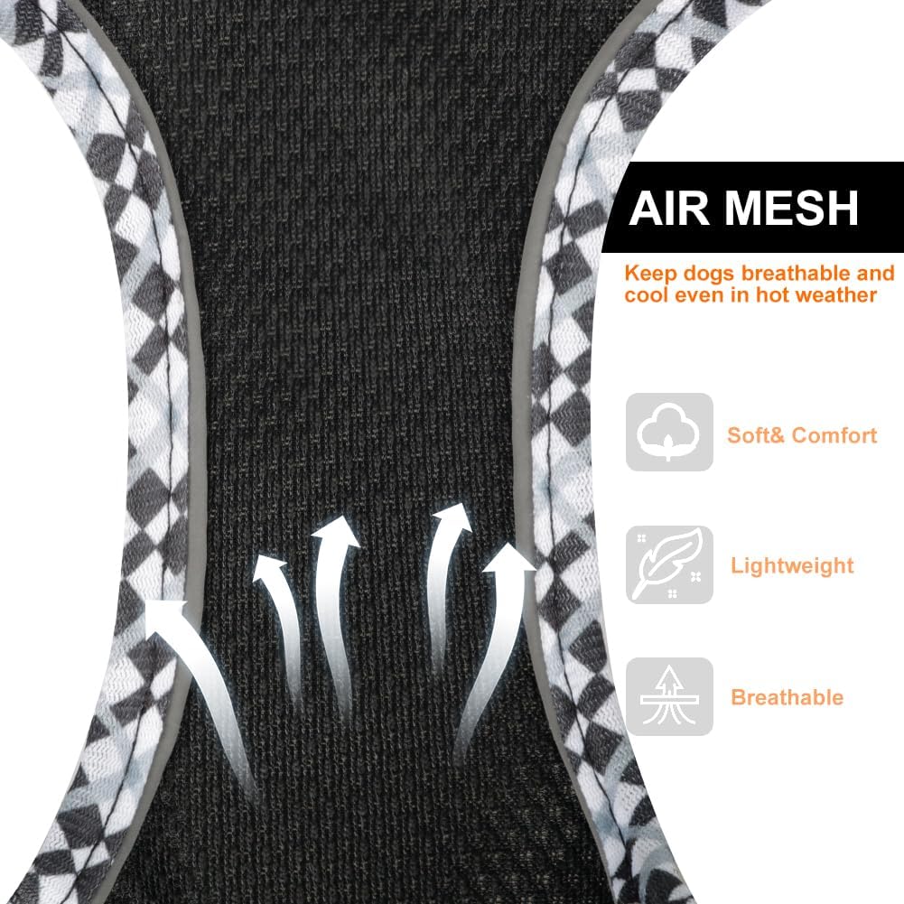 Dog Harness and Leash Set, No-Pull Adjustable Step in Puppy Vest | Lightweight Breathable Air Mesh, Soft Padded, Easy to Put On, Small Medium Breed Reflective Pet Harness for Walking